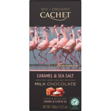 TABLETA DE CHOCOLATE CON LECHE CARAMELO Y SAL MARINA 40 90GR CACHET